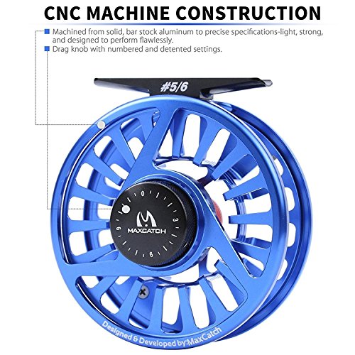 Maxcatch AVID Fly Fishing Reel with CNC-machined Aluminum Body - 1/3, 3/4, 5/6, 7/8, 9/10 Weights(Black, Green, Blue) - color: Fly Reel Blue, size: 1/3wt