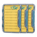 SF 3Pcs Slim Fishing Box Thin Trout Flies Plastic Clear Lid Yellow Silicone Waterproof Fly Fishing Box Small - style: Small-3PCS