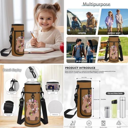 4 PCS Backpacks for Kids Capybara Backpack School Bag with Reusable Lunch Box Water Bottle Carrier Bag Pencil Case Set Preschool Kindergarten - color: Capybara Print