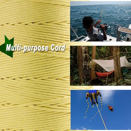 9KM DWLIFE Braided Kevlar Cord, 100lb~2000lb, High Tensile Strength, Abrasion, Flame Retardant, Kite String, Fishing Line, Model Rocket Shock, Tactical Survival Paracord - size: 750lb | 2.3mm(Dia.)x300ft