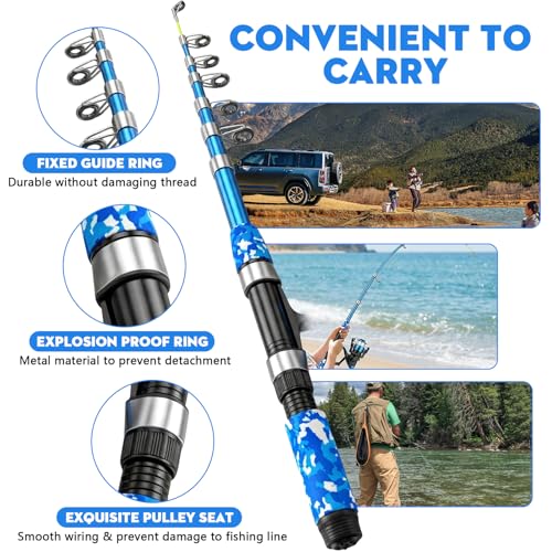 Kids Fishing Pole Set Fishing Rod and Reel Combos Ultralight Telescopic Fishing Rod+Spinning Reel+Lure Baits+Fishing Line with Mini Shark Bag for Boys Girls Youth Freshwater Saltwater
