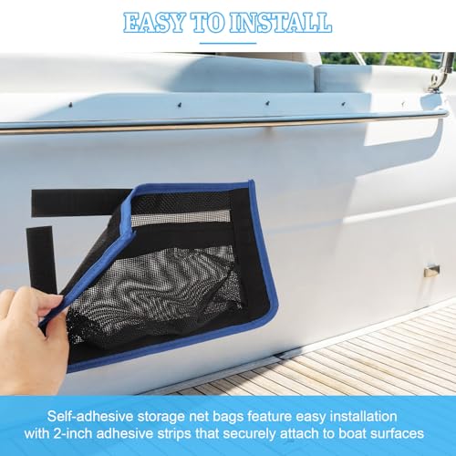 10"x7" Self-Adhesive Storage Mesh Bags, Boat Storage Organizer Mesh Bag with Strong Quadruple Backing, Waterproof Boat Storage Net for Tools Fishing Gear Equipment - 1Pcs - style: 1 Pcs
