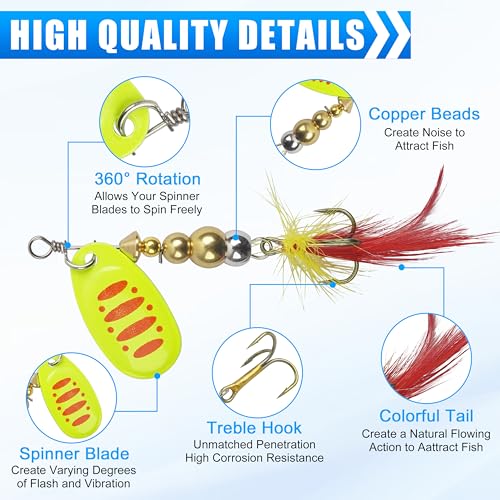 Spinnerbaits Rooster Bait Tail Fishing Lures Kit Inline Spinner Spoon Lures Bass Salmon Trout Hard Metal Spinner Baits for Saltwater Freshwater - style: 10pcs Spinnerbaits-c