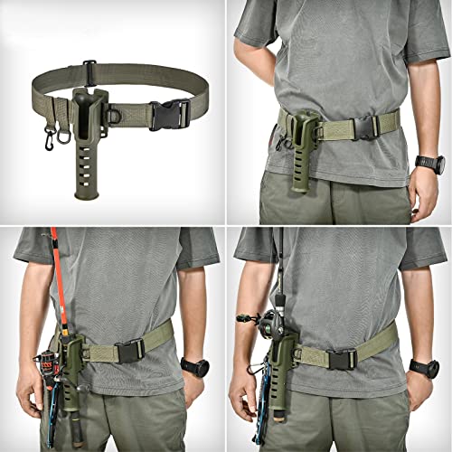 Fishing Wading Belt Rod Holder Adjustable Wader Waist Belt for Fly Surf Casting Spinning Pole Fishing Tool Tackle (Black) - color: Green