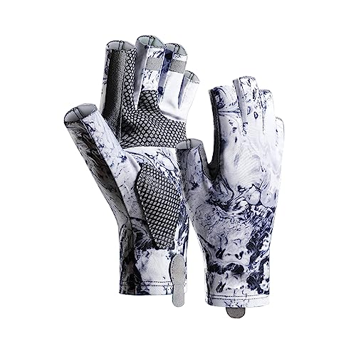 Sun Gloves UPF 50+ Fishing Gloves, Fingerless Sun Protection UV Protection Fishing Gloves Men/Women for Kayaking, Hiking, Paddling, Driving - color: Grey, size: Medium