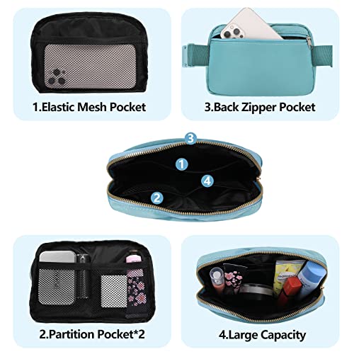VOROLO Fanny Pack For Women And Men Crossbody Bag Belt Bag | Adjustable Strap Graduation Gifts Lightweight Travel Running - color: Black+Light Blue