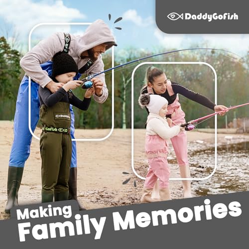 DaddyGoFish Kids Fishing Pole - Rod Reel Combo Tackle Box Starter Set - First Year Small Gear Kit for Boys Girls Toddler Youth Age Beginner Little Children - color: Black (Essential Set), size: 5ft