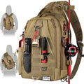 Ghosthorn Fishing Backpack Waterproof Tackle Bag Sling Bag Gift - color: Khaki, size: Large