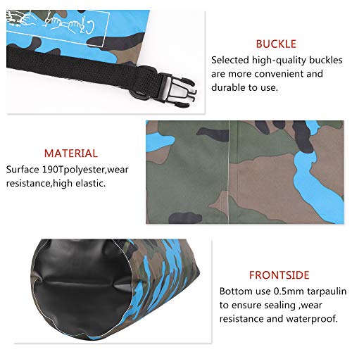 Waterproof Dry Bag 2L/5L/10L/15L/20L/30L, Roll Top Sack Keeps Gear Dry for Kayaking, Rafting, Boating, Swimming, Camping, Hiking, Beach, Fishing with Free Waterproof Phone Case - color: Light Blue, size: 20L