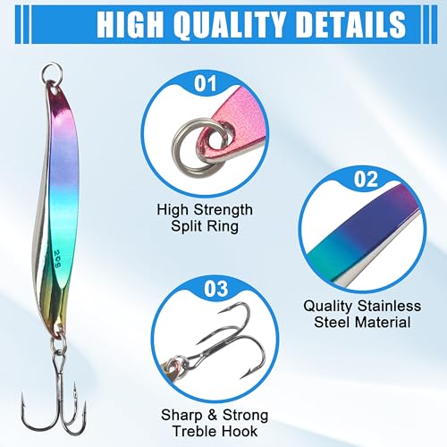 Fishing Spoons Lure Jigs, 5pcs Jigging Spoon Saltwater Fishing Lures Slow Vertical Jigs Metal Baits for Trout Bass Tuna Salmon Sailfish Snapper - color: B-5pcs, size: 1oz(28g)