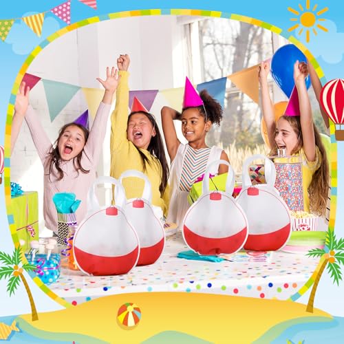 Shihanee 24 Pcs Fishing Bobbers Party Favor Bags Fishing Themed Goody Candy Bags Sport Game Treat Handbags Fisherman Non Woven Gift Handbags for Summer Theme Party Supplies - style: Fishing Bobbers