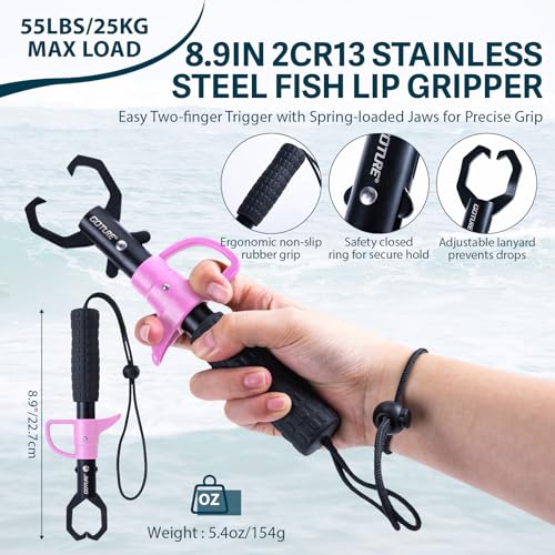 GOTURE Pink Fishing Tackle Box Set, Fishing Kit，12-in-1 Tackle Box Set with Stainless Steel Tools，Lures, Fishing Gift for Women & Beginners (Gift Ready) - color: Gift Boxed, size: Pink Tools Set + Lure Kit + CR-Gloves