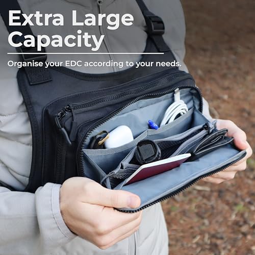 CCW Chest Pack for Men & Women, Adjustable Chest Pack for Running, Hiking, Cycling & Travel, Front Storage Bag with Secure Zip Pockets for Workouts, Walking, Travel & Everyday Carry Daily