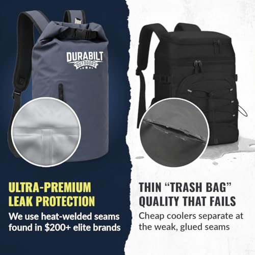 Backpack Cooler Insulated Waterproof – 24 Cans, Leak Proof Heavy Duty Soft Sided Cooler Backpack, Dry Bag Roll Top Sack, 14 Cans + Ice, Gear Dry for Hiking, Beach, Camping, Fishing & Kayaking