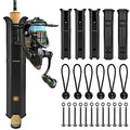 6-Tube Fishing Rod Holder, Wall Mounted Rod Holder with 6inch Ball Bungee Cords and Screws for Boat Kayak Cooler Trailer Portable