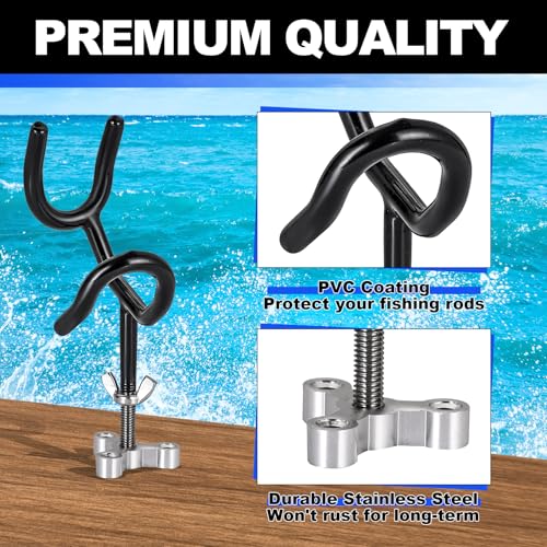 8PCS Fishing Rod Holders for Boat, Sure Grip Steel 20 Degree Angle Rod Holder with Mounting Base, Fishing Rod Holder for Boat, Ship, Yacht and More for Fishing Lovers, Boat Rod Holder