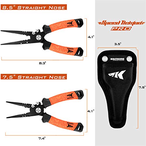 KastKing Speed Demon Pro Fishing Pliers, 420 Stainless Steel, Fishing Tools, Saltwater Resistant Fishing Gear, Tungsten Carbide Cutters, Corrosion Resistant Coating, SuperPolymer Grip Handles - color: B: 8.5'' Split Ring Nose