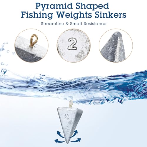 Shimeyao 18 Pieces Pyramid Sinkers Fishing Weights Triangle Fishing Sinkers Rig Pyramid Sinker for Ocean Saltwater Surf Bass Casting Gear Tackle - size: 2 oz