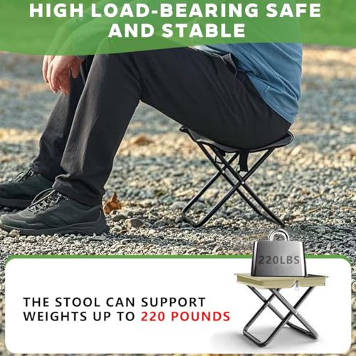 2-in-1 Collapsible Camping Stool & Sling Bag / 220LB Load Capacity Folding Portable Fishing Stool/Collapsible Stool for Camping, Hiking, Fishing, Gardening & Beach Outdoor Activities - color: Khaki, size: Medium
