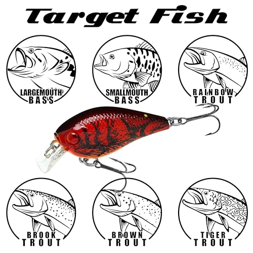 Lucky Craft LC 0.5 Squarebill Crankbait, Silent Fishing Lure for Bass Trout and Pike, Made in Japan, Freshwater Fishing Gear, Hard Bait Bass Lures - color: 518 All Japan Craw