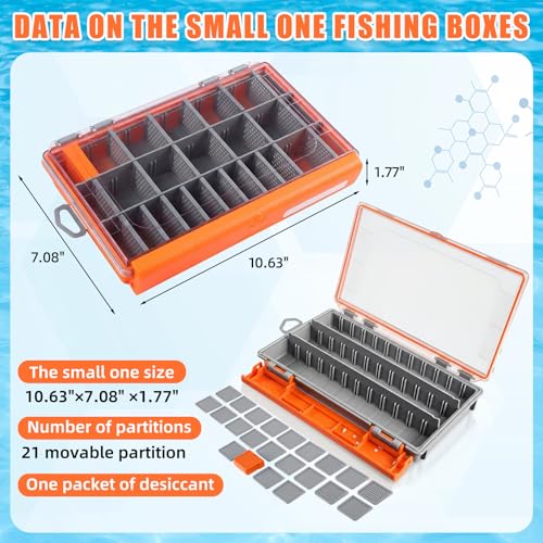Junkin 6 Pack 3600 Fishing Tackle Boxes Waterproof, High-vis Orange Lure Organizer Trays with Removable Dividers, Airtight Bait Storage Case for Bass Fishing Backpacks & Kayak Gear Accessories - color: Orange, size: 3600