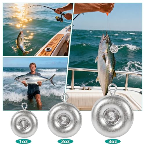 Disc Sinkers Lead Fishing Weight, Coin Sinkers for Saltwater Freshwater Fishing Weight, Surf Fishing Trolling Catfishing Weight Tackle 1oz 2oz 3oz - size: 3oz-10pcs