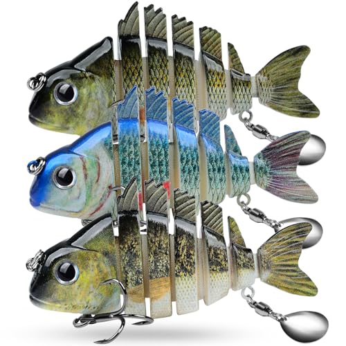 Crankbait Fishing Lure Pike Muskie Lures Lifelike Multi Jointed Swimbait Segement Hard Minnow Bait Treble Hook - color: HS078MON-3pcs/set
