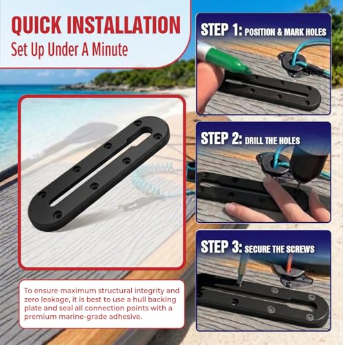 6-Pack Kayak Track Mount Accessories Kit -Universal Rail System for Kayak Fishing Accessories- Heavy-Duty Kayak Accessories Track Mount Rod Holder, Fish Finders & Cameras (Black) - color: Black