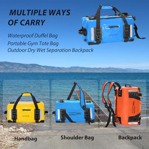 ESONE Dry Bags Waterproof Backpack for Men/Women Dry Bags for Kayaking Waterproof Backpack for Travel Dry Bag Backpack Waterproof Duffel Bag Applicable Boating Camping Paddle Board Surfing（90L） - color: Blue, size: 90L