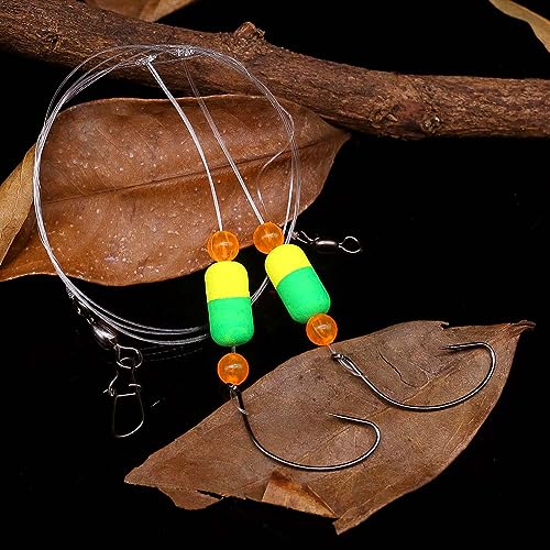 Pompano-Rigs-for-Surf-Fishing-Saltwater-Gear with Double Circle & Wide Gap Hook-6-Pack Surf Fishing Tackle - color: Green and Chartreuse 6-Pack, size: #2 Wide Gap Hook