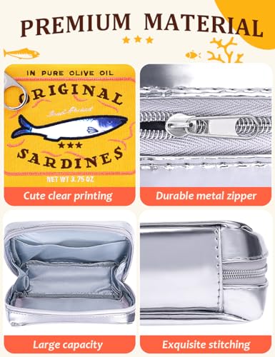 Cessfle Canned Sardines Makeup Bag, Funny Sardine Tin Fish Cosmetic Bag, Creative Cute Makeup Bag Kawaii Pencil Case Pouch, Coquette Make up Pouch for Women - color: Yellow
