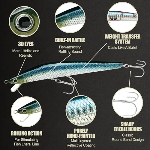 Lucky Craft FlashMinnow 125 YAWARA Saltwater Fishing Lure, Jerkbait for Halibut and Sea Bass, Long Casting Fishing Gear, Slow Sinking 5in 0.7oz, Tackle Box and Fish Accessories - color: 7702 Zebra Sardine, size: 125FW, style: With Scale