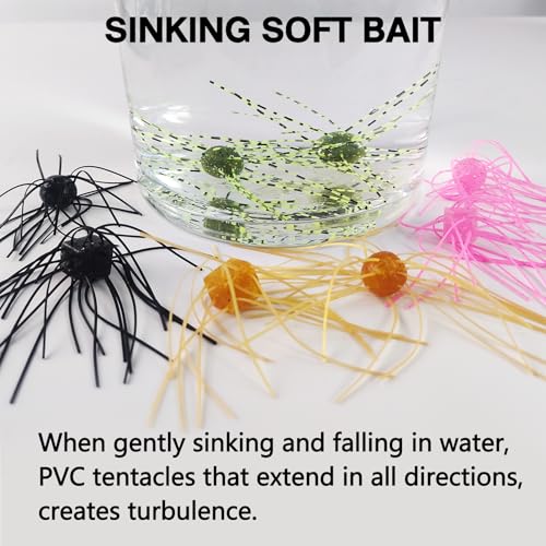 Eupheng Silicone Soft Dice Fishing Lures with Multiple Tentacles, Handmade Slow Sink Bass Fishing Soft Plastic Baits for Drop Shot, Finesse, Wacky Rig - color: Black, size: 10PCS-(Square & round body)