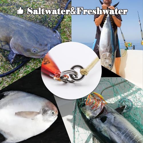 FishTrip Solid Rings Fishing 50Pcs - Stainless Steel Ring for Assist Hooks Jigs Butterfly Rigs Saltwater Freshwater - size: Size 00_50pcs