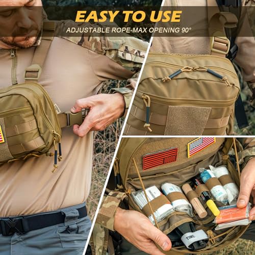 Tactical Chest Pack Bag Molle EDC Pouch Bag with CCW Compartment Adjustable Strap Workouts Fishing Hunting - color: Coyote Brown