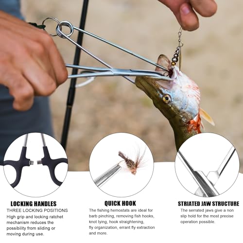 Eupheng Fly Fishing Tools Kit, Fly fishing forceps, Fly Fishing Tying Knot Tool, Fly Fishing Tippet Spool Holder, Zinger Retractor, Dry Fly Patch and Leader Straightener - color: Compact Set