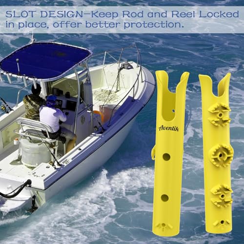 Aventik Tube Fishing Rod Holder Bracket Wall Mounted Boat Side Mount Tool Holder Tube Links with Screws 1/2/3/4/6 Pole Tube Fishing Rod Holders - color: 4-Pole Yellow