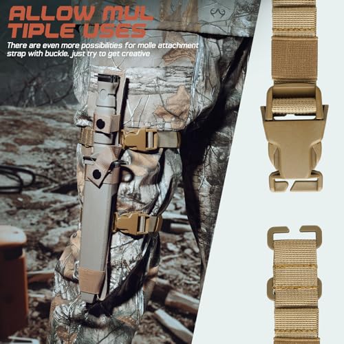 Molle Tactical Backpack Straps 24" Adjustable, Rush Tier System Molle Accessories for Military Assault Backpack Army Rucksack Attachment Nylon Compression Tie Down Strap for Tripod Gear, Sleeping Bag - color: Khaki 4Packs, style: Style A