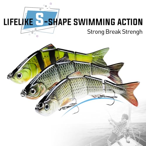 TRUSCEND Swimmax Easy Catch Fishing Lures with BKK Hooks, Wiggling, Vibrating, Rattling and Gurgling for More Bites, Heavy-Duty Dyneema Fiber Jointed Swimbaits for Bass, Trout, Crappie, Walleye, Pike - color: B3-6",1.4oz