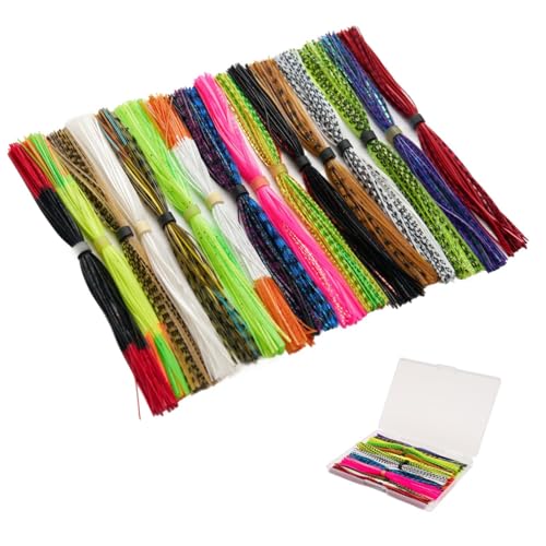 16 Colors Silicone Legs for Fly Tying, Pre-Sorted Silicone Skirt in Easy-Use Bundles for Jig Spinnerbait Fishing Lures Fly Tying Material