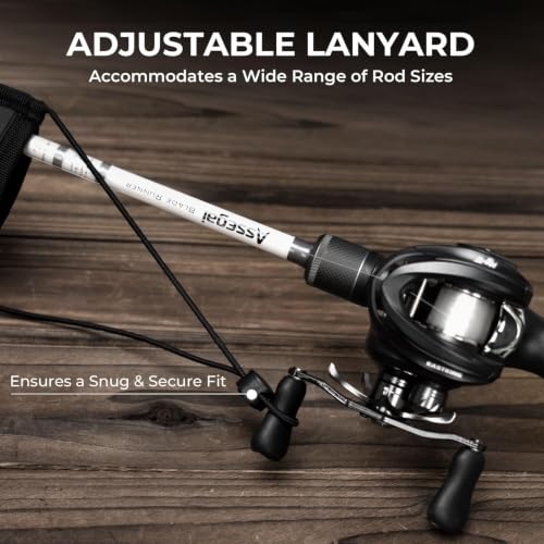 KastKing MeshGuard Rod Socks, Fishing Rod Sleeve, Neoprene Fishing Pole Sleeve, Fishing Rod Covers, Built-in Hanging Loop & Adjustable Lanyard, Fits Casting, Spinning, & Fly Rods - color: Black 4 Pcs, style: Casting/Trolling