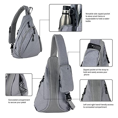 JESSIE & JAMES Peyton Crossbody Sling Backpack Concealed Carry Purse For Women Men Outdoor Chest Bag Shoulder Backpack - color: Grey