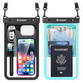 Rynapac Large Waterproof Phone Pouch [Up to 10"] - 2 Pack IPX8 Waterproof Phone Case for iPhone 17 16 15 Pro Max Galaxy S26 Ultra, Touchscreen & Underwater Photography, Beach Cruise Essentials 2026 - color: [Black + Mint] Large Waterproof Phone Pouch, siz