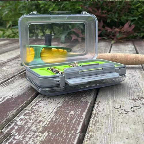 Aventik Silicone Fly Fishing Box Jig Box Waterproof Streamer flies Case Double Sided Clear Lid Storage Lure Case Saltwater Freshwater (MA:6.08x4x1.57inch) - style: MA:6.08x4x1.57inch