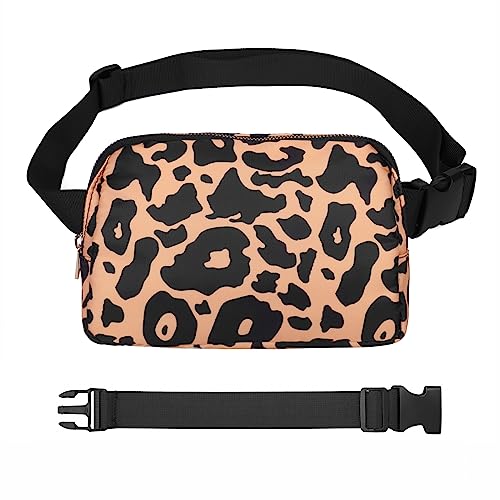 VOROLO Fanny Pack For Women And Men Crossbody Bag Belt Bag Leopard Yellow | Adjustable Strap Graduation Gifts Lightweight Travel Running - color: Leopard Yellow with rope