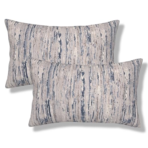 Seaside Textured Throw Pillow Covers Coastal Stripe Lumbar Pillow Cases 12x20 Inch Set of 2 Beige Teal Ombre Outdoor Decorative Pillowcase Cushion Cover for Couch Sofa - color: Teal, size: 20" x 12" (Pack of 2)