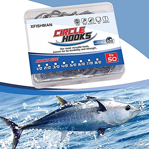 XFISHMAN Circle-Hooks-Fishing-Equipment-Octopus-Hooks-Saltwater-50 Pack #1 –12/0 - color: Black, size: 3/0 50-Pack