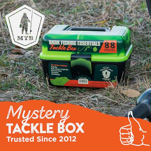Catch Co Mystery Tackle Box Bank Fishing Essentials - 88 Pieces - Small Tackle Box - color: Orange
