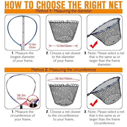 Dovesun Rubber Fishing Net Replacement Netting Without Handle Clear Black Fishing Nets for Fish Fly Fish Landing Net Bag for Freshwater Saltwater Foldable Trout Net Rubber Mesh 5 Sizes White Black Red - color: Black, size: 15.6"dia-11.7"depth(48"Circumfer