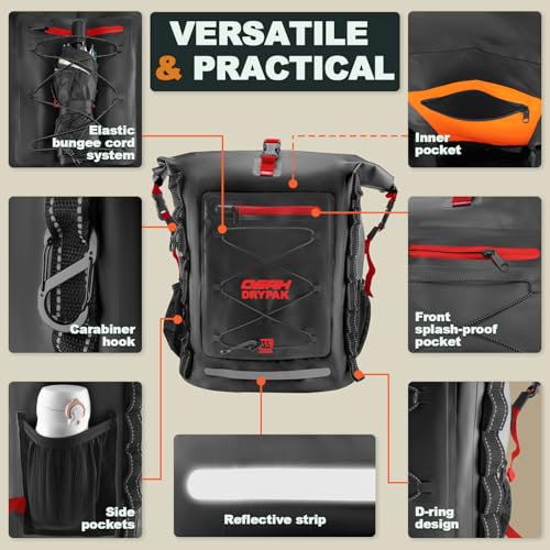 OSAH DRYPAK Waterproof Backpack Dry Bag 25L/35L/55L/85L – Heavy Duty Roll-Top Hiking Backpack Sack Keeps Gear Dry for Travel, Kayaking, Boating, Camping, Rafting and Fishing - color: Black Red, size: 85L
